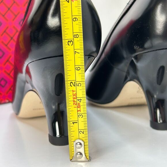 Tory Burch Leather Statement Heel Pumps Pointed Toe Black SN 141095 Women's 6M - Picture 6 of 10